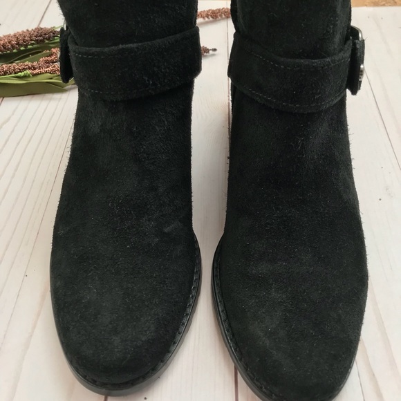 Stuart Weitzman Black Suede Dude Buckle Bootie - Picture 8 of 8